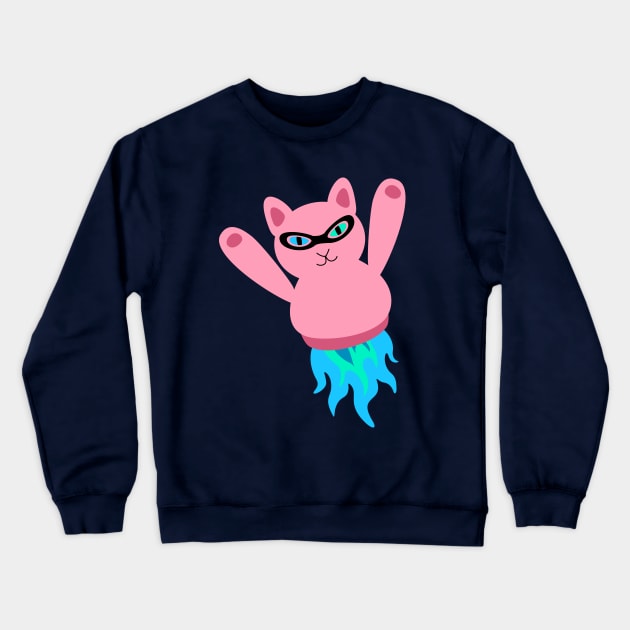 Pink Rocket Cat Crewneck Sweatshirt by XOOXOO